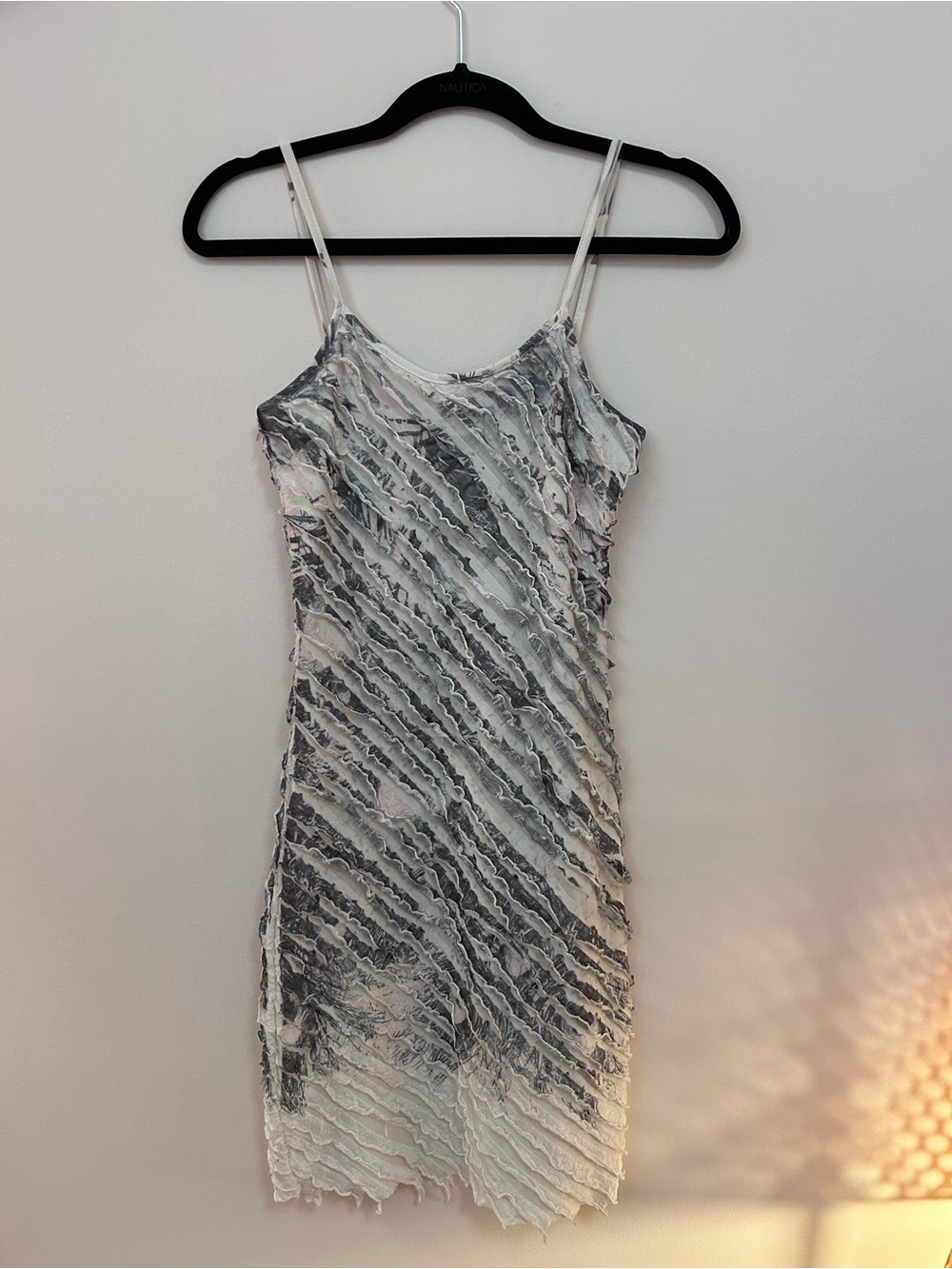 White, Grey + Baby Pink Textured Slip Mini Dress